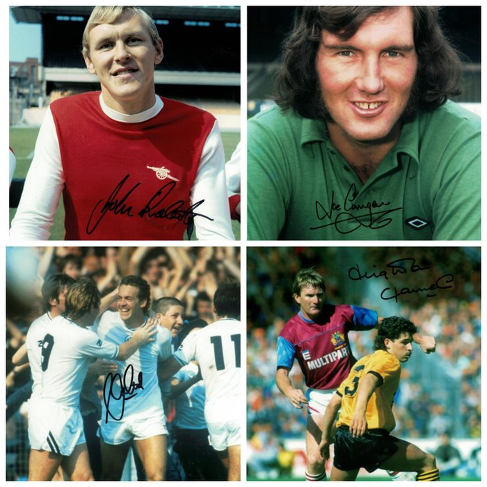 Joe Corrigan, Alan Curtis, Leighton James, John Roberts - England - Football Legends - Signed Photos