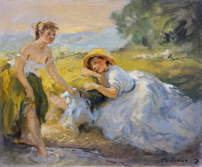 Vladimir PORETSKOV, 1958 - Jeunes Femmes au bord de l'Eau