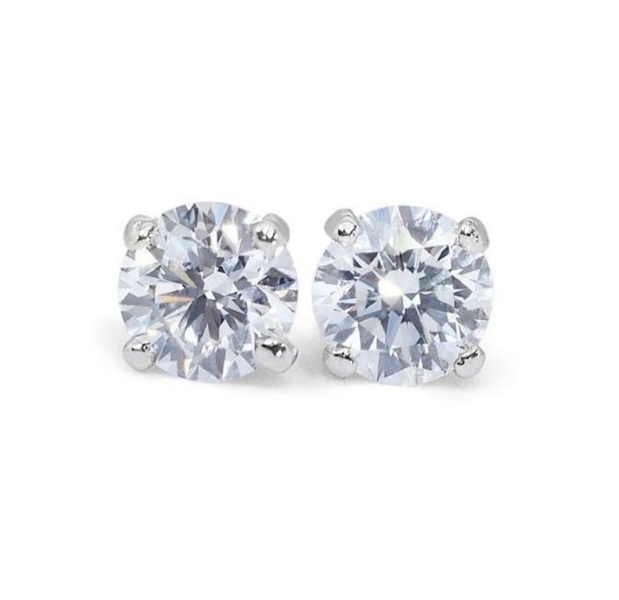 Drop fülbevaló Fehér arany, Ideális vágás és kiváló minőségű pár Dif Gyémánt  (Természetes)