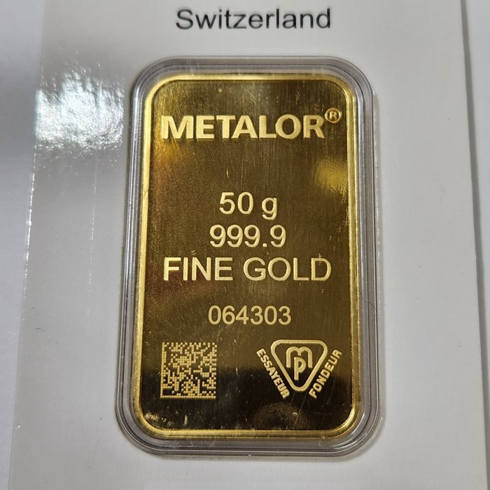 50 gramas - Ouro .999 - Metalor - Com certificado