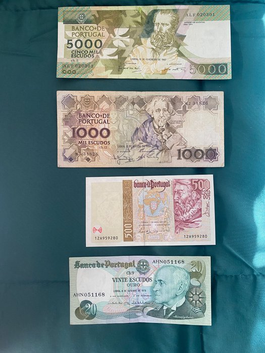 Portugal. - 4 banknotes - various dates  (Sem preço de reserva)
