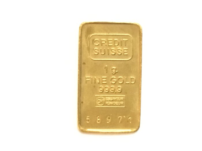 1 gram - Gull .999 - Credit Suisse - Forseglet og med sertifikat  (Ingen reservasjonspris)