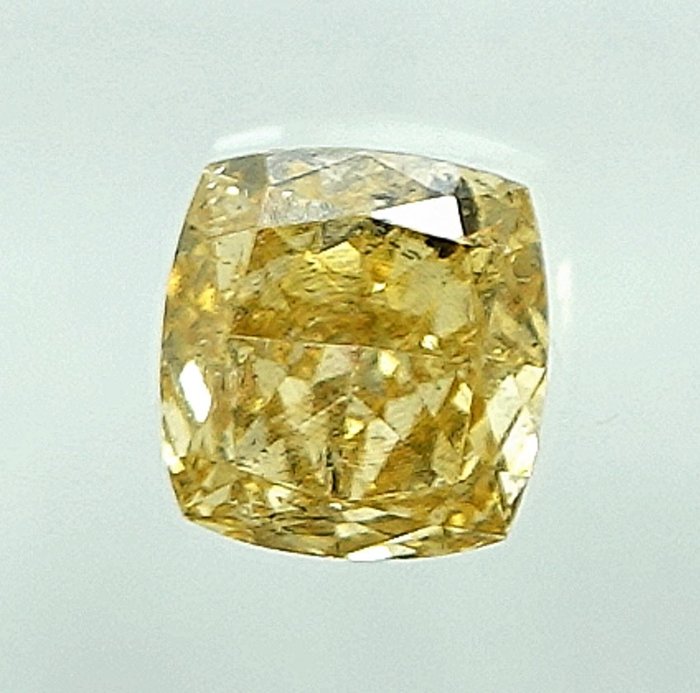 Diamond - 0.26 ct - Cushion - Natural Fancy Orangy Yellow - I1 - NO RESERVE PRICE