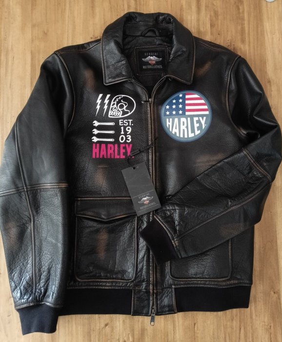 Harley-Davidson Men's Archer Bomber Leather Jacket - Skinnjakke