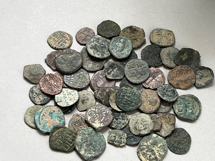 Det Byzantiske Rike. 50 munten diverse heersers