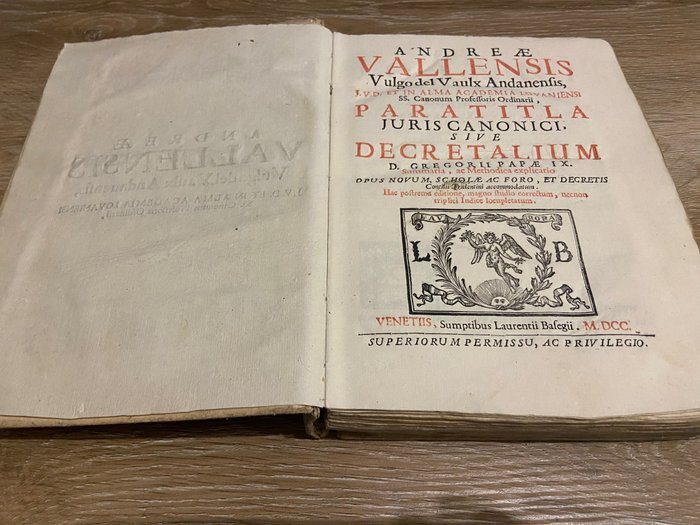 Andreae Vallensis - Paratitla juris canonici sive decretalium - 1700