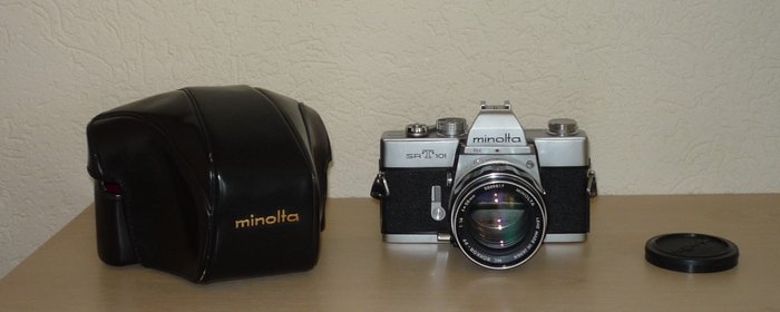Minolta SRT-101 + MC Rokkor-PF 1,4/58mm + cameratas | Yksilinssinen digitaalinen peiliheijastuskamera (SLR)