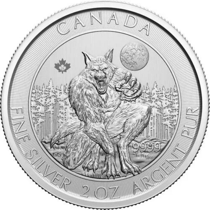 加拿大. 10 Dollars 2021 "Werewolf - Creatures of the North", 2 Oz (.999) Proof
