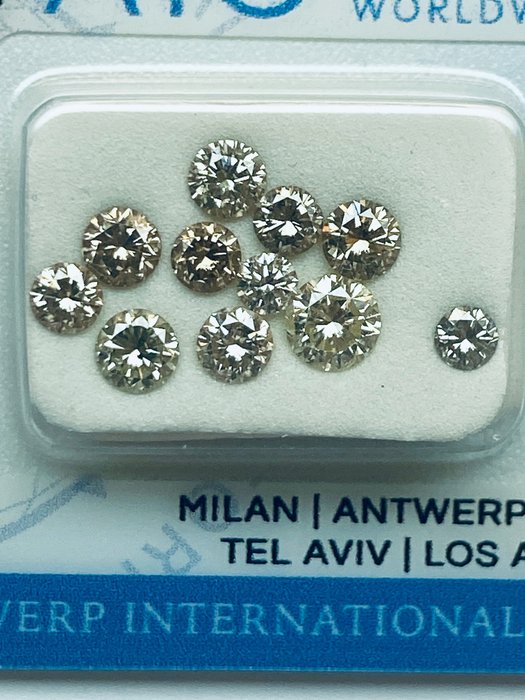 没有保留价 - 11 pcs 钻石  (天然)  - 1.87 ct - 圆形 - SI2 微内含二级, VS1 轻微内含一级 - 安特卫普国际宝石实验室（AIG以色列）
