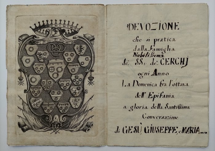 Famiglia Florentina Cerchi - Prayer manuscript - 1750