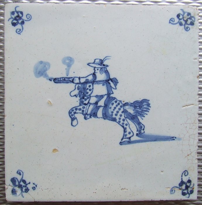 Azulejo - ¡Soldado en Schimmel! - 1650-1700 