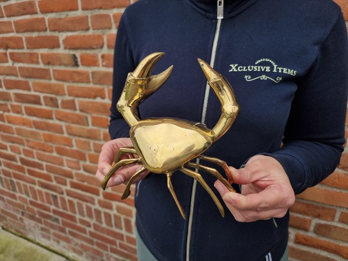 塑像, Bronze Polished Crab Indonesia - 16 cm - 黄铜色
