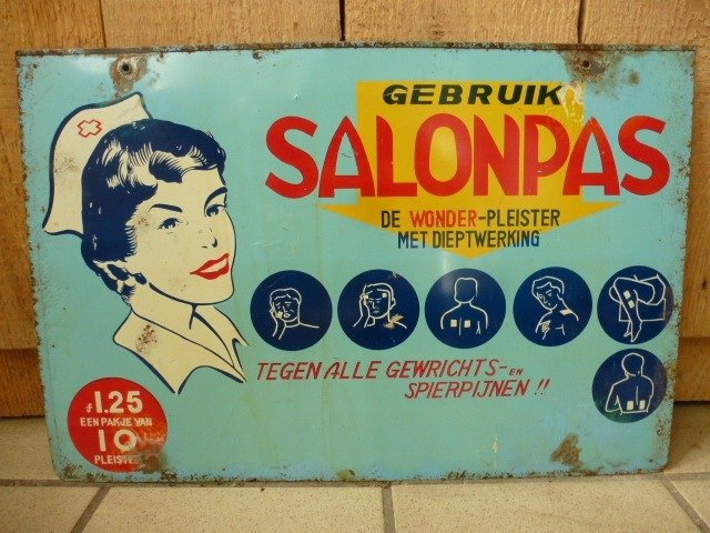 Sign - Advertising plate of Salonpas miracle plaster - look