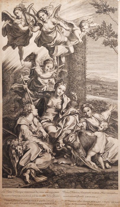 Antonio Correggio (1489-1534) da, Étienne Picart (1632-1721) - Vittoria della Virtù sul Vizio