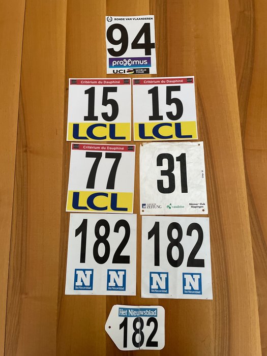 Critérium du Dauphiné Tour of Flanders etc - Various Riders - Dossards de números de corrida 