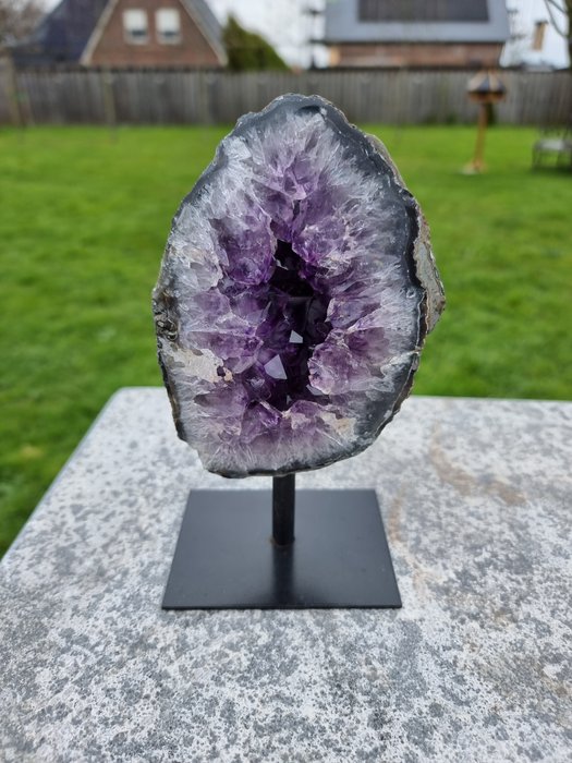 高品質紫水晶+支架 - 高度: 17.5 cm - 闊度: 9 cm- 1016 g