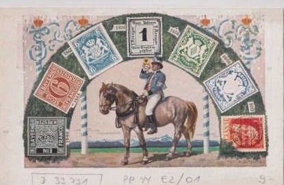Europa, Karten mit verschiedenen Briefmarken aus Europa - Postkarte (12) - 1900-1910