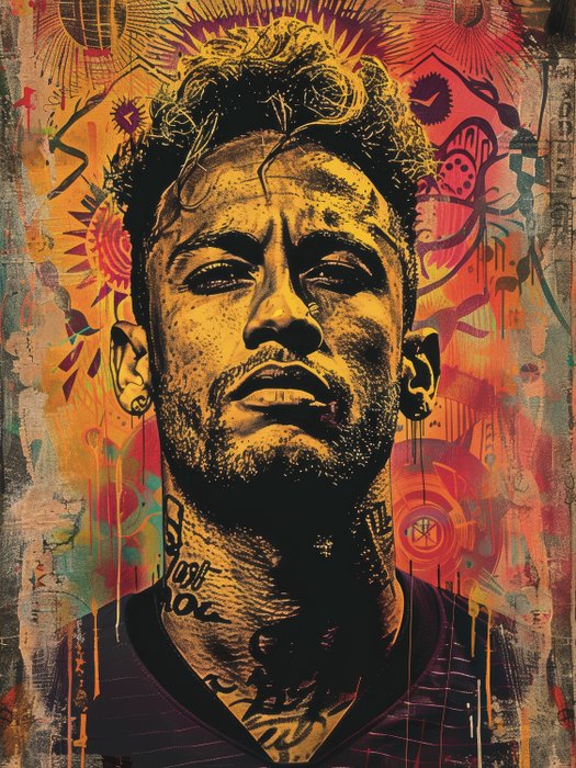 FC巴塞罗那 - 足球冠军联赛 - Neymar(XXL)Edizione Limitata 1/1 - 2024 - Artwork 