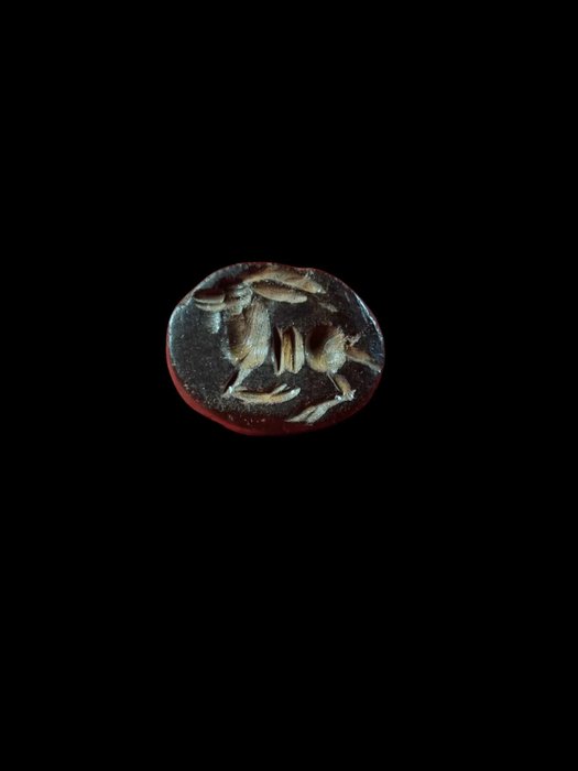 萨珊王朝 - 凹雕红玉髓石 - 约公元 2 - 3 世纪 - 凹版