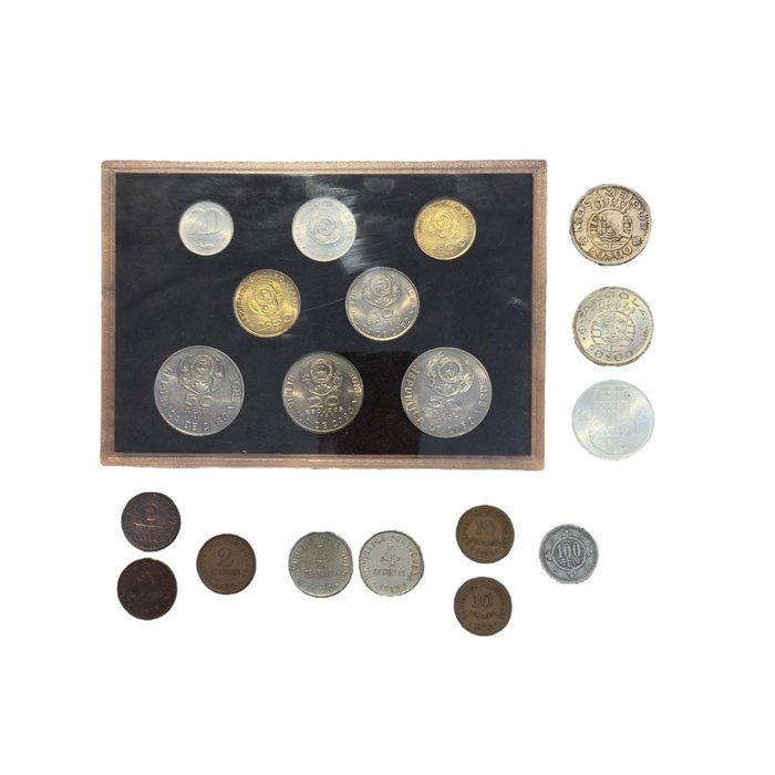 Kap Verde, Portugali, Portugalin Angola, Portugalin Mosambik. 11 moedas variadas + Set Cabo Verde 1980 1900/1980 (19 moedas)