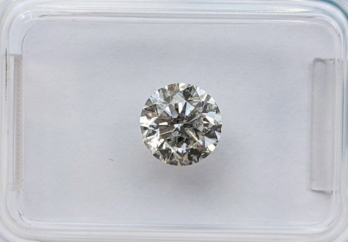 鑽石 - 1.00 ct - 圓形 - J(極微黃、從正面看是亮白色) - SI2