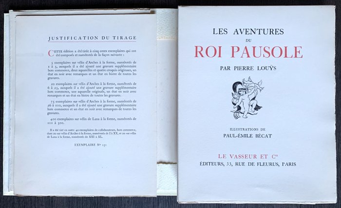 Pierre Louÿs / Paul-Emile Bécat - Les Aventures du roi Pausole [numérotée & illustrée] - 1947