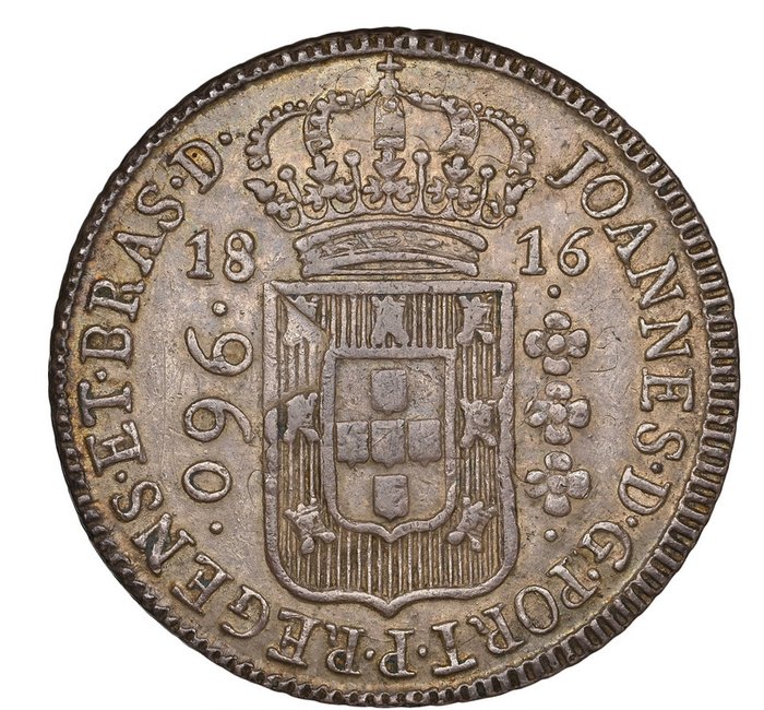 Brazilia (Colonială), Portugalia. D. João Príncipe Regente (1799-1816). 960 reis 1816 Bahía B-NGC - AU Details