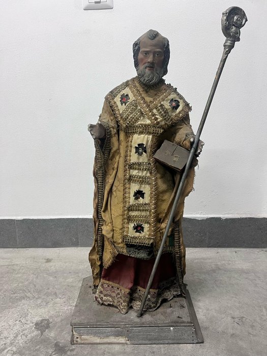 Estátua, Statua sacra San Nicola - 1 m - Gesso