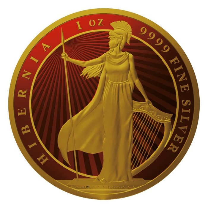 紐埃. 2 Dollars 2023 Hibernia - Cyber Red Gold Gilded, 1 Oz (.999)  (沒有保留價)
