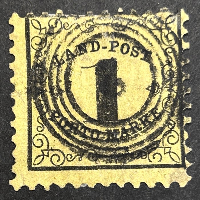 巴登 1862 - 巴登 - 農村郵政 1862 - echt und zentriert gestempelte 1 Kr gelb Landpost Mi.Nr. 1 x mit Stempel 2 signiert Stegmüller