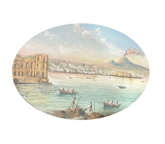 E. Colella (XX-XXI) - Golfo di Napoli con veduta del palazzo Donn'Anna e Vesuvio