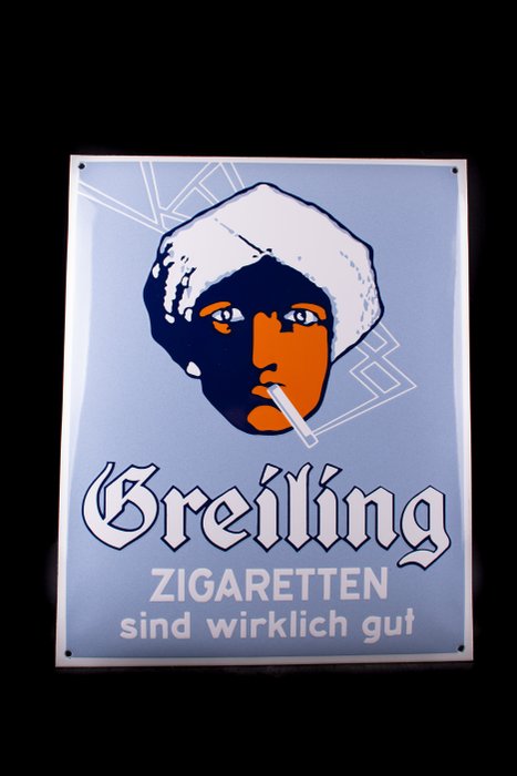 Greiling - Enamel sign (1) - XL GREILING "zigaretten" enamel sign; nice/glossy; handmade; quality - Enamel