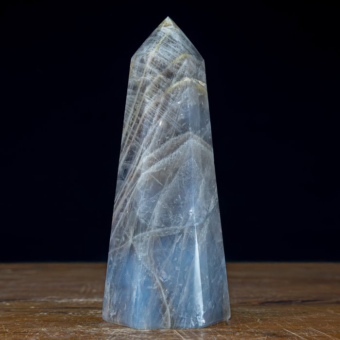 AAA++ Rare cuarț violet-albastru și fumuriu Obelisc, Brazilia- 977.29 g