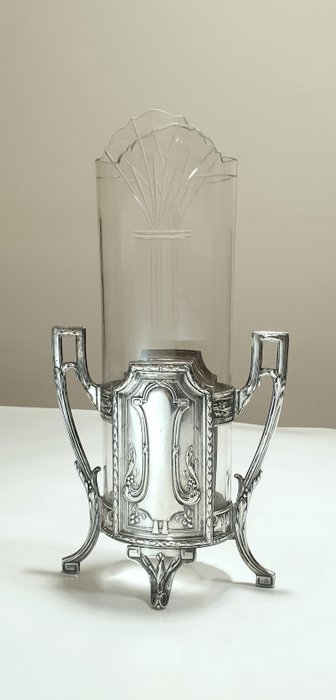 Vaas (1) -  Art Nouveau  - Glas, Verzilverd