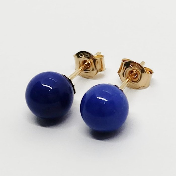 Nincs minimálár - Drop fülbevaló - 18 kt. Sárga arany Lapis lazuli 