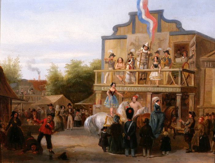 French school circa 1815 - Fair scene with actors