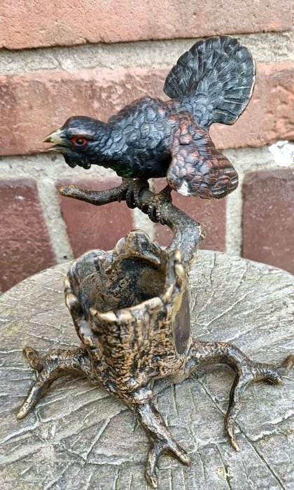 Franz Bergmann Foundry - 雕刻, Weens brons - Vogel op boomtak - 11.5 cm - 青銅色