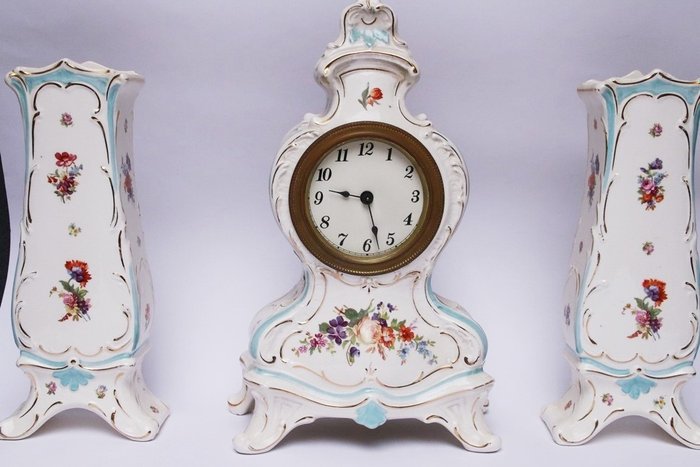 Ceas Mantel - Set ceas și accesorii decorative - Ceramică - 1920-1930