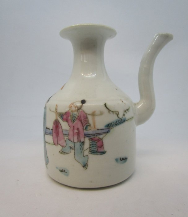 酒壶 - 古董中国粉彩瓷酒壶 19 世纪