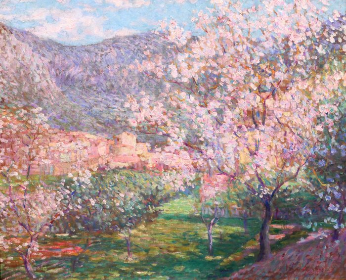 Henri Charles Angeniol (1870-1959) - Trees in flower, spring landscape