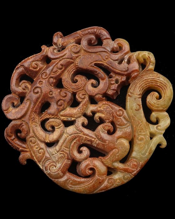 Großer harmonischer Talisman – Himmlischer Drache und Phönix – Das perfekte Paar im Feng Shui - Amulett