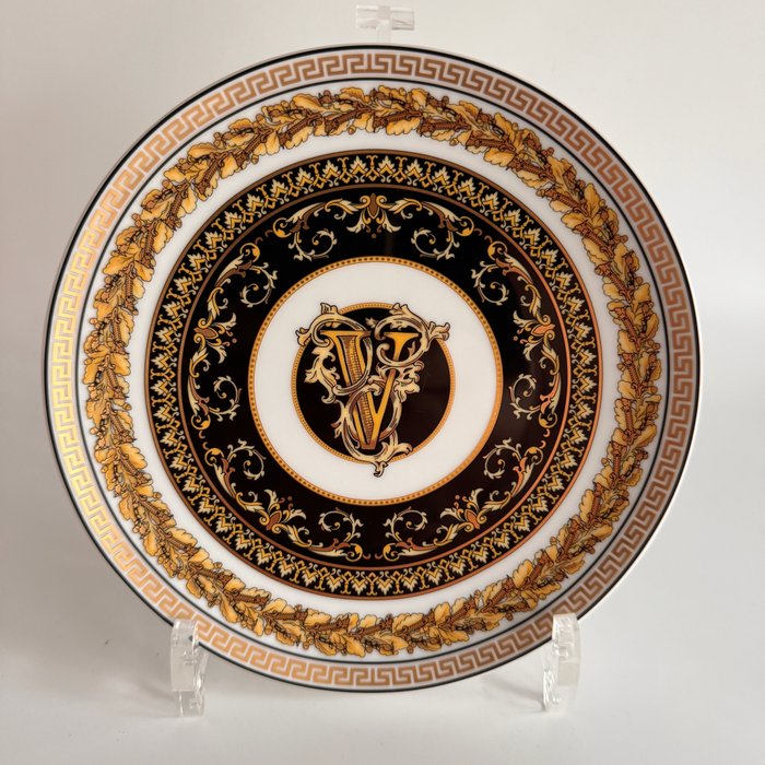 Rosenthal - Versace - Talerz - BROTTELLER 17 cm VIRTUS ALPHABET Buchstabe V Orginalverpackt - Porcelana