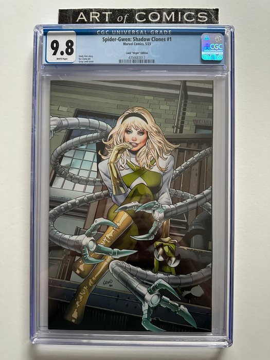 Spider-Gwen: Shadow Clones #1 - Rare Greg Land Virgin Edition Variant Cover - CGC Graded 9.8 - Extremely High Grade!! - White Pages!! - 1 Graded comic - 第一版 - 2023 - CGC 9.8