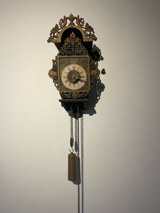 Orologio da parete - Orologio frisone Stoel - Ferro (ghisa/battuto), Legno, Ottone - 1950-1960