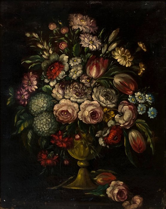 École Espagnole (XIX) - Bouquet à fleurs