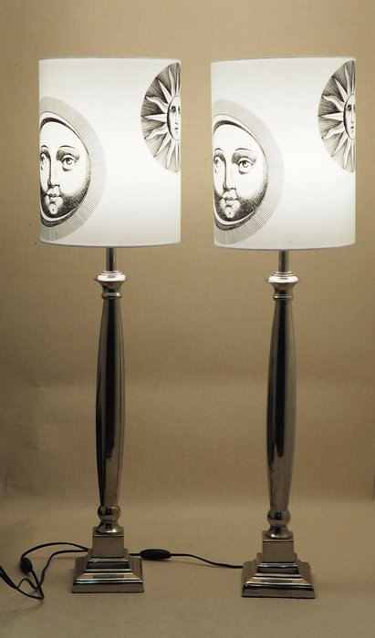 Set table lamp/shadow Fornasetti fabric. - Lampe - Metall, Textilien