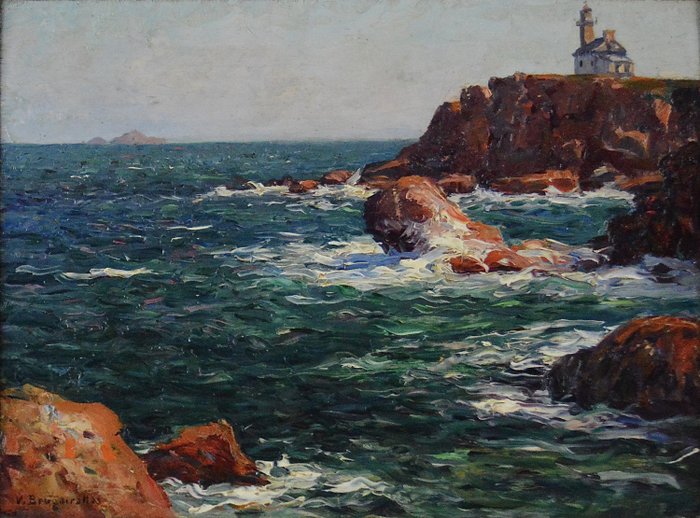 Victor Brugairolles 1869-1936. - La pointe du phare de Ploumanach.