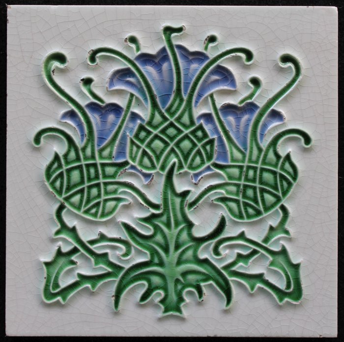Πλακάκι (1) - Manufactures Céramiques d'Hemixem Gilliot & Cie - Αρ Νουβό - 1900-1910 