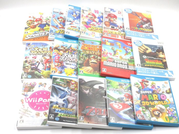 Nintendo - Super Mario Sonic AT Olympic Smash Bros. Kart Pokemon Donkey Kong Zelda Game set Japan - Nintendo Wii , Wii U - Tv-spelsuppsättning (16) - I originallåda