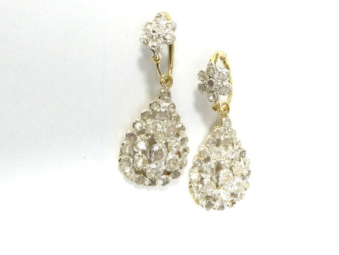 Sans Prix de Réserve - no reserve price - Boucles d'oreilles - 9 carats Argent, Or jaune Diamant  (Naturelle) 